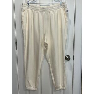 NEW Old Navy Women Cream Waffle Knit Joggers High Waisted Lounge Pants 2X